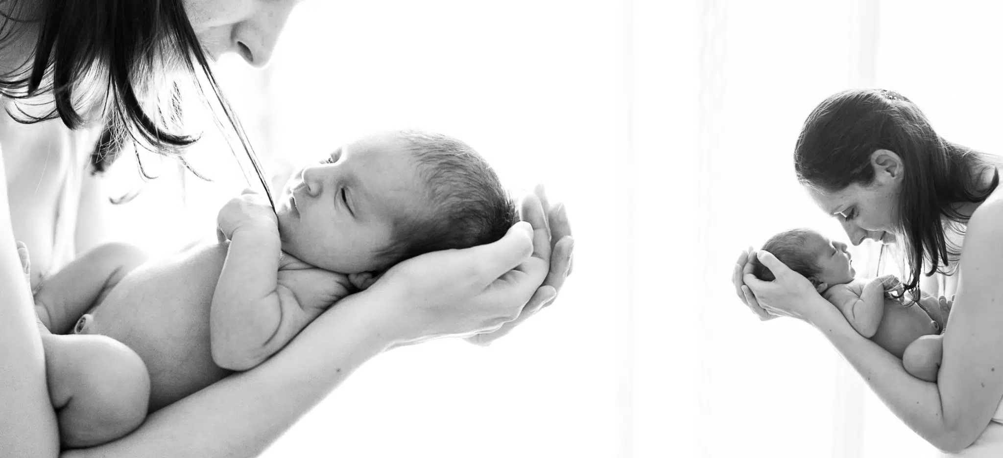 Babyfotos mit Mutter, die ihr Kind auf dem Arm hält